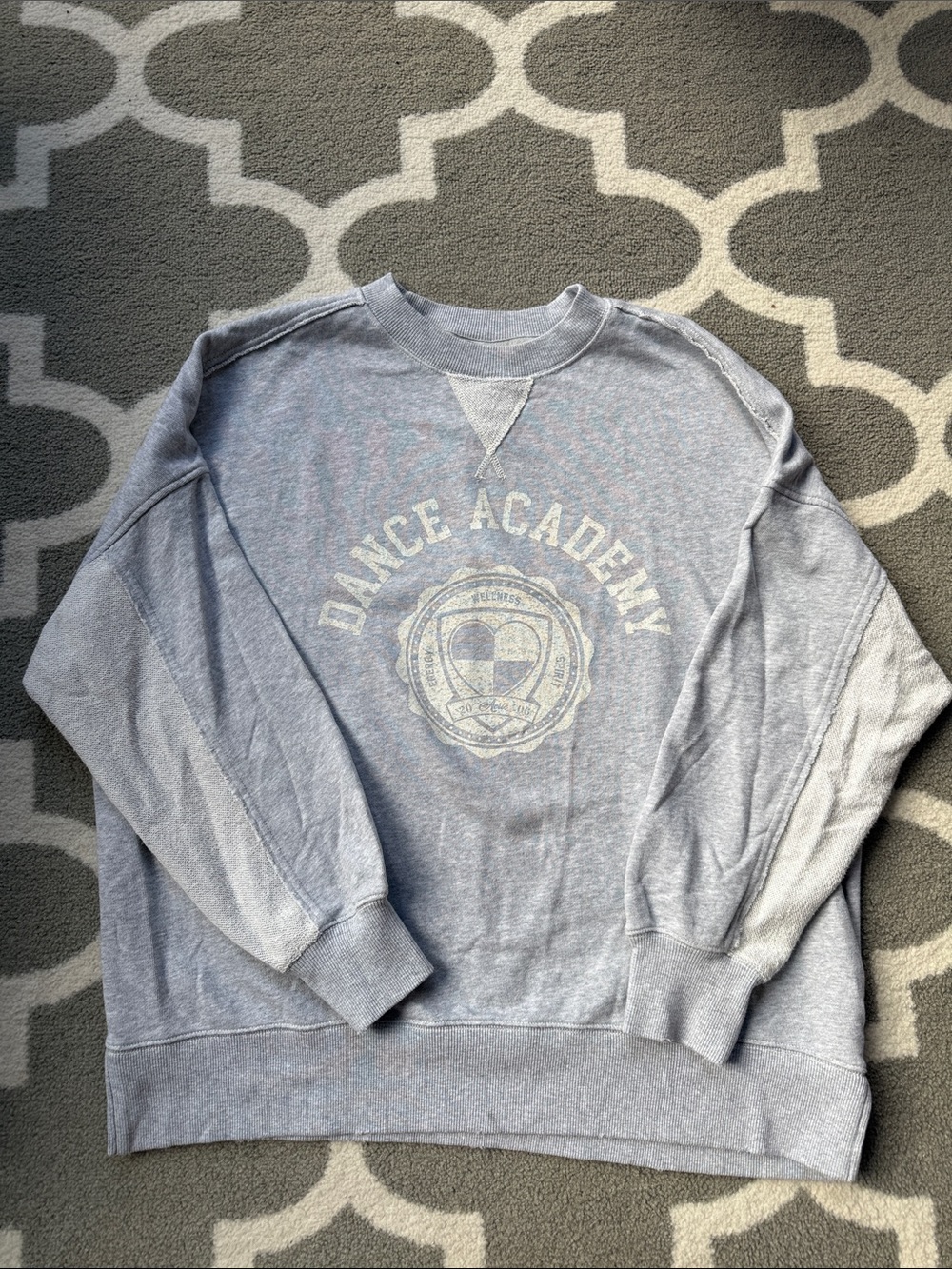 aerie Vintage-Style Light Grey Dance Academy Crewneck Sweatshirt